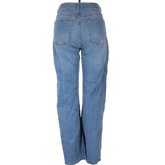 DJERF Straight Jeans Mid-Wash Blue High Rise Relaxed Fit Stretch Denim Size 30 - Picture 5 of 13